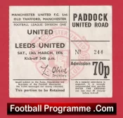 Manchester United v Leeds United 1976 – Man Utd Football Ticket