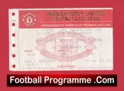 Manchester United v Panathinaikos 1991 – Ticket ECWC Match Ticket