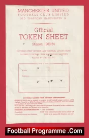 Manchester United Official Token Sheet 1963 – 1964