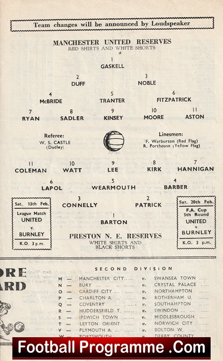 Manchester United v Preston 1965 - Reserves David Sadler - Image 3