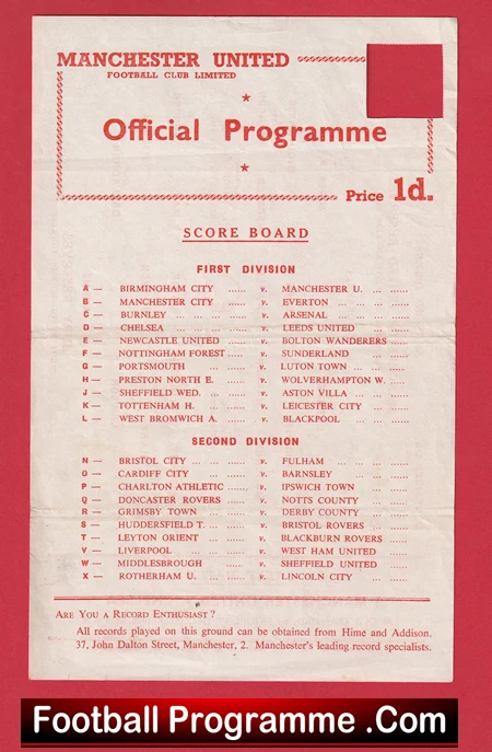 Manchester United v Bury 1957 - Reserves Match Munich Season - Image 2