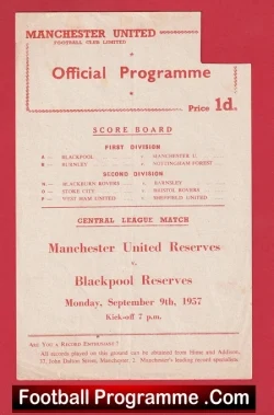  Manchester United v Sheffield United 1957 - Reserves Bobby Charlton Football Programme .COM Football Programmes Memorabilia