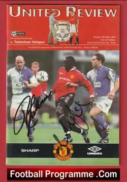  Manchester United v Middlesbrough 1998 - Multi Signed + Beckham Ole Giggs Football Programme .COM Football Programmes Memorabilia