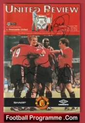 Manchester United v Newcastle United 1998 – Multi Signed + Ole + Beckham