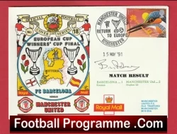 Manchester United Bryan Robson Autographed Signed FDC ECWC Final 1991