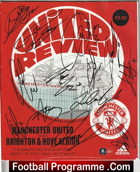 Manchester United v Brighton 2018 - FA Cup QF Multi Signed - Image 2