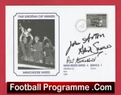 Manchester United Crerand Aston Sadler Autographed Signed FDC Euro Winners 1968