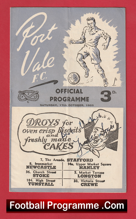 Port Vale v Tranmere Rovers 1953 - Signed Autographed - Image 2