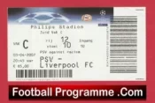 PSV Eindhoven v Liverpool 2007 – Match Ticket Netherlands