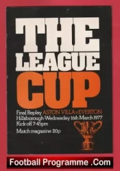 Everton v Aston Villa 1977 – League Cup Final Replay Hillsbrough