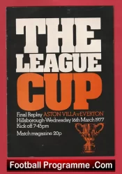 Everton v Aston Villa 1977 – League Cup Final Replay Hillsbrough
