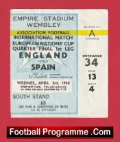 England v Spain 1968 – Football Ticket