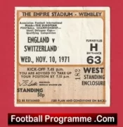 England v Switzerland 1971 – Football Ticket