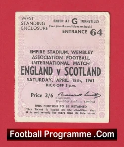  England v Scotland 1963 - Football Ticket Football Programme .COM Football Programmes Memorabilia