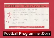 Manchester United v Oldham Athletic 1991 – League Cup Match Ticket