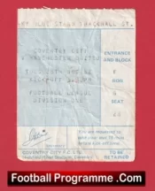 Coventry City v Manchester United 1982 – Match Ticket