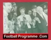 Manchester United Crerand Aston Sadler Autographed Signed Euro Winners 1968