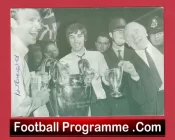 Manchester United Crerand Aston Sadler Autographed Signed Euro Winners 1968