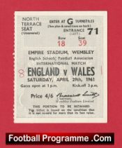 England v Wales 1961 – Match Ticket