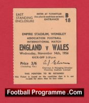 England v Wales 1956 – Football Match Ticket