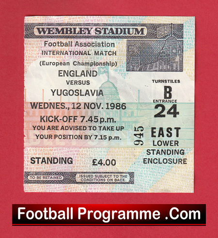 England v Yugoslavia 1986 - Football Match Ticket - Image 2