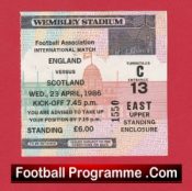 England v Scotland 1986 – Football Match Ticket