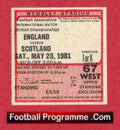 England v Scotland 1981 – Football Match Ticket
