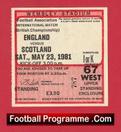 England v Scotland 1981 – Football Match Ticket