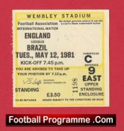 England v Brazil 1981 – Football Match Ticket