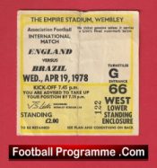 England v Brazil 1978 – Football Match Ticket