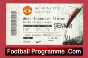 Manchester United v WBA 2010 – Match Ticket