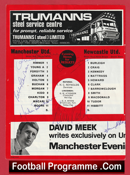 Manchester United Multi Signed Autographed Team Sheet 1973 + Charlton - Image 2