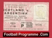 Scotland v Arentina 1990 – Football Match Ticket Hampden
