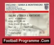 England v Serbia Montenegro 2003 – Football Match Ticket Leicester