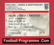 England v Serbia Montenegro 2003 – Football Match Ticket Leicester