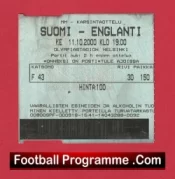 Finland v England 2000 – Football Match Ticket