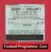 Finland v England 2000 – Football Match Ticket