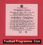 Germany v England 1978 – Football Ticket Pass