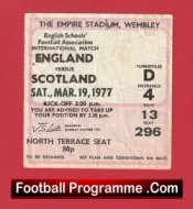 England v Scotland 1977 – Football Match Ticket Schools