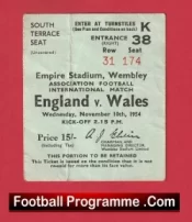 England v Wales 1954 – Football Match Ticket Wembley