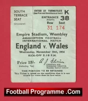 England v Wales 1954 – Football Match Ticket Wembley