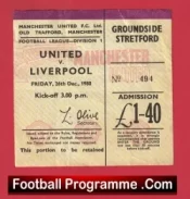 Manchester United v Liverpool 1980 – Man Utd Ticket 80s