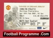 Manchester United v Charlton Athletic 2007 – Match Ticket