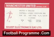 Manchester United v Chelsea 1986 – Match Ticket
