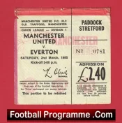Manchester United v Everton 1985 – Match Ticket
