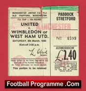 Manchester United v West Ham United 1985 – FAC Match Ticket