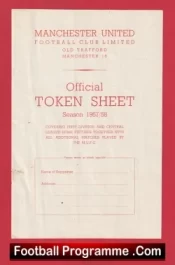 Manchester United Official Token Sheet 1957 – 1958 Munich Season