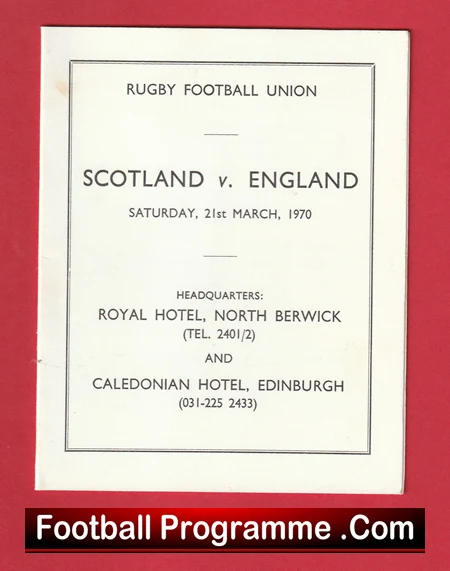 Scotland Rugby v England 1970 - Itinerary Berwick + Edinburgh - Image 2