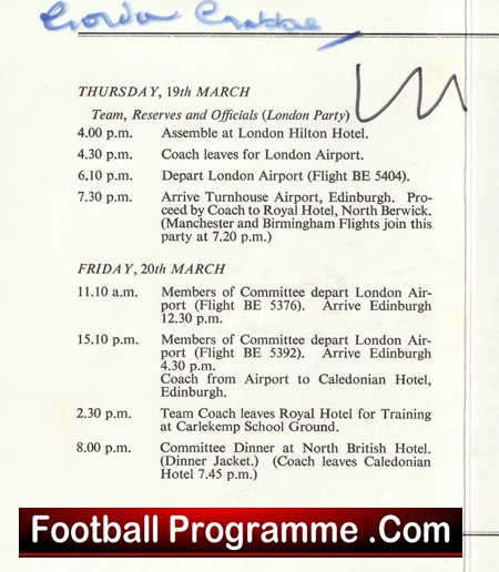 Scotland Rugby v England 1970 - Itinerary Berwick + Edinburgh - Image 3