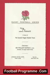 Scotland Rugby Football Union Annual Dinner 1971 – Hilton Hotel London